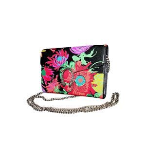 Gucci‎ Ken Scott Dionysus Floral Printed Leather Bag Black Multicolor
